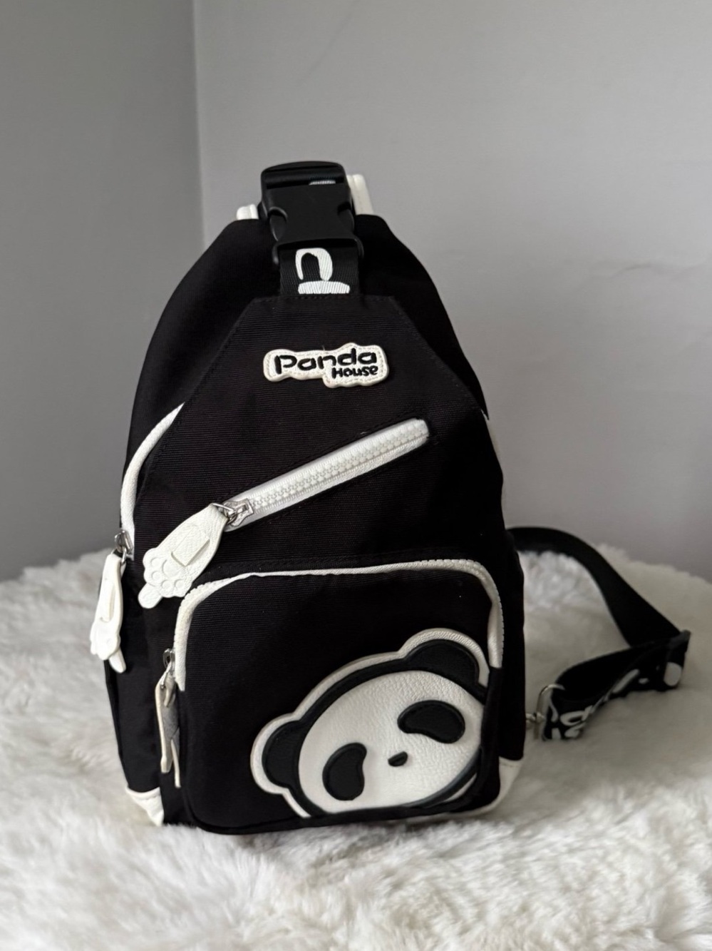 Panda House Black Adjustable Strap Skater Anime Sling Shoulder Backpack Bag